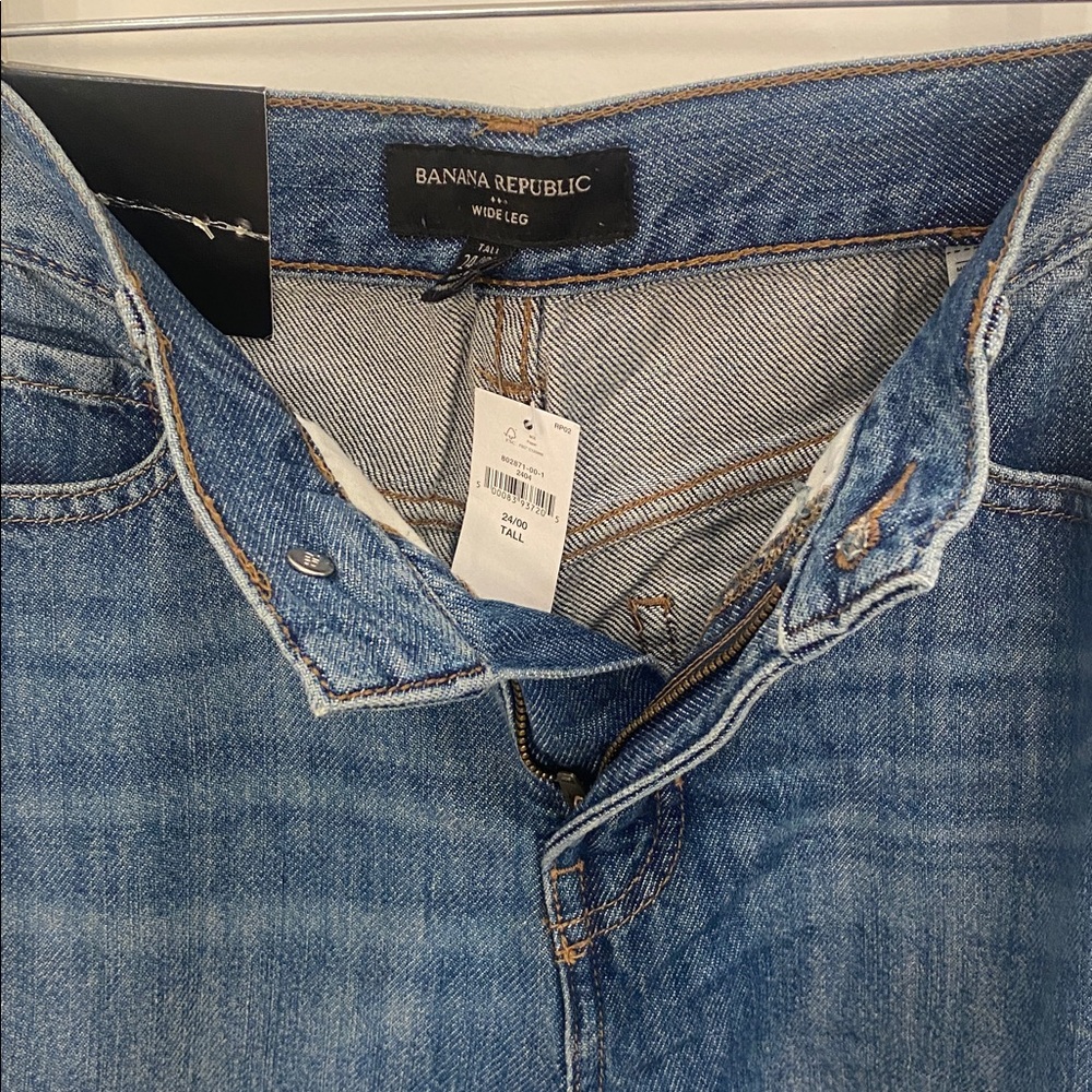 NWT Banana Republic Wide Leg Jeans High Rise Relaxed Fit Medium Wash 00/24 Tall - Picture 3 of 9